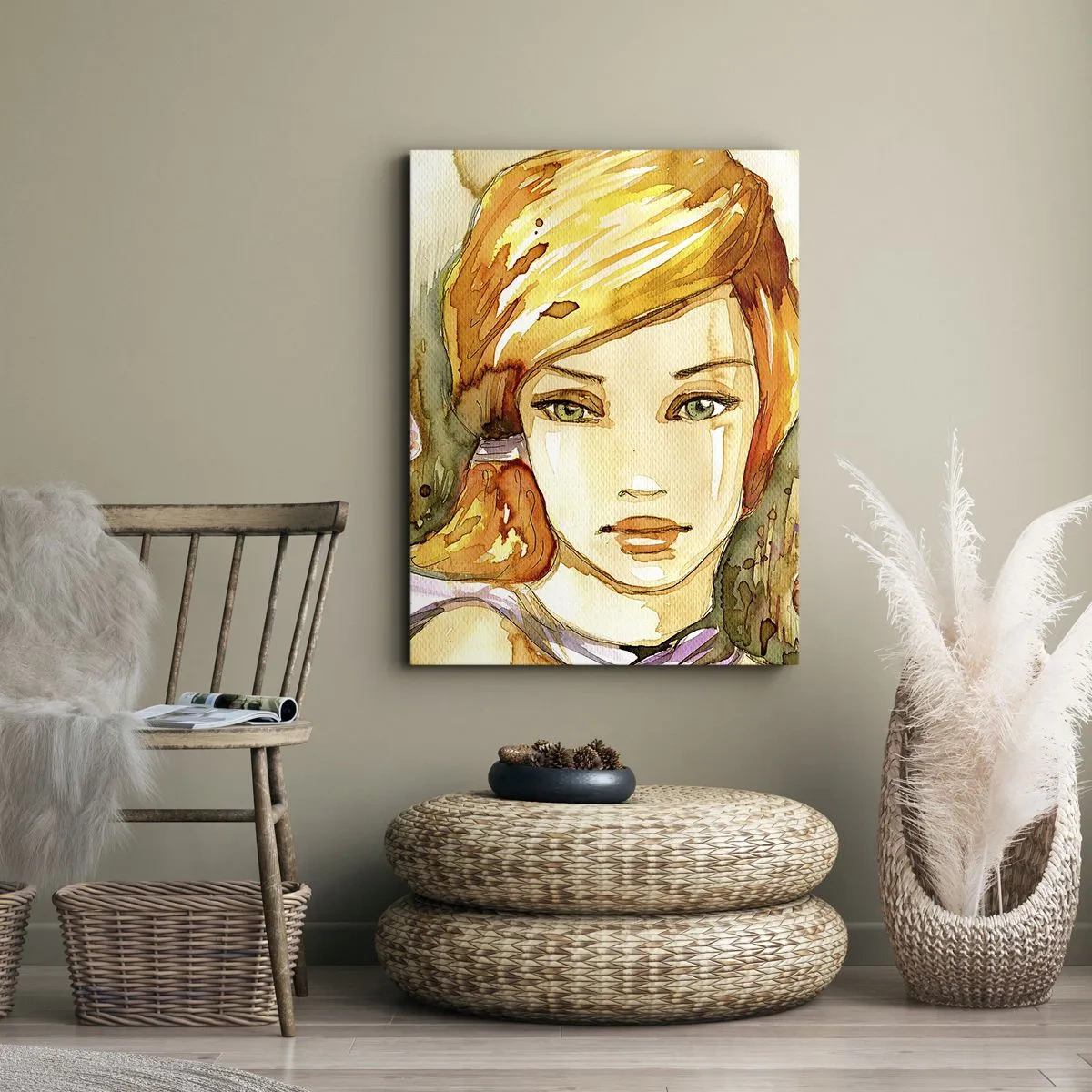 Quadro em tela - Um olhar esmeralda que acalma a raiva - 65x120 cm