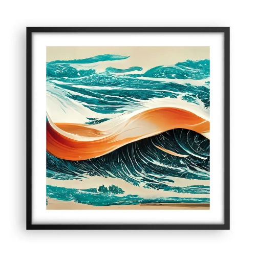Pôster com moldura preta - O sonho de um surfista - 50x50 cm