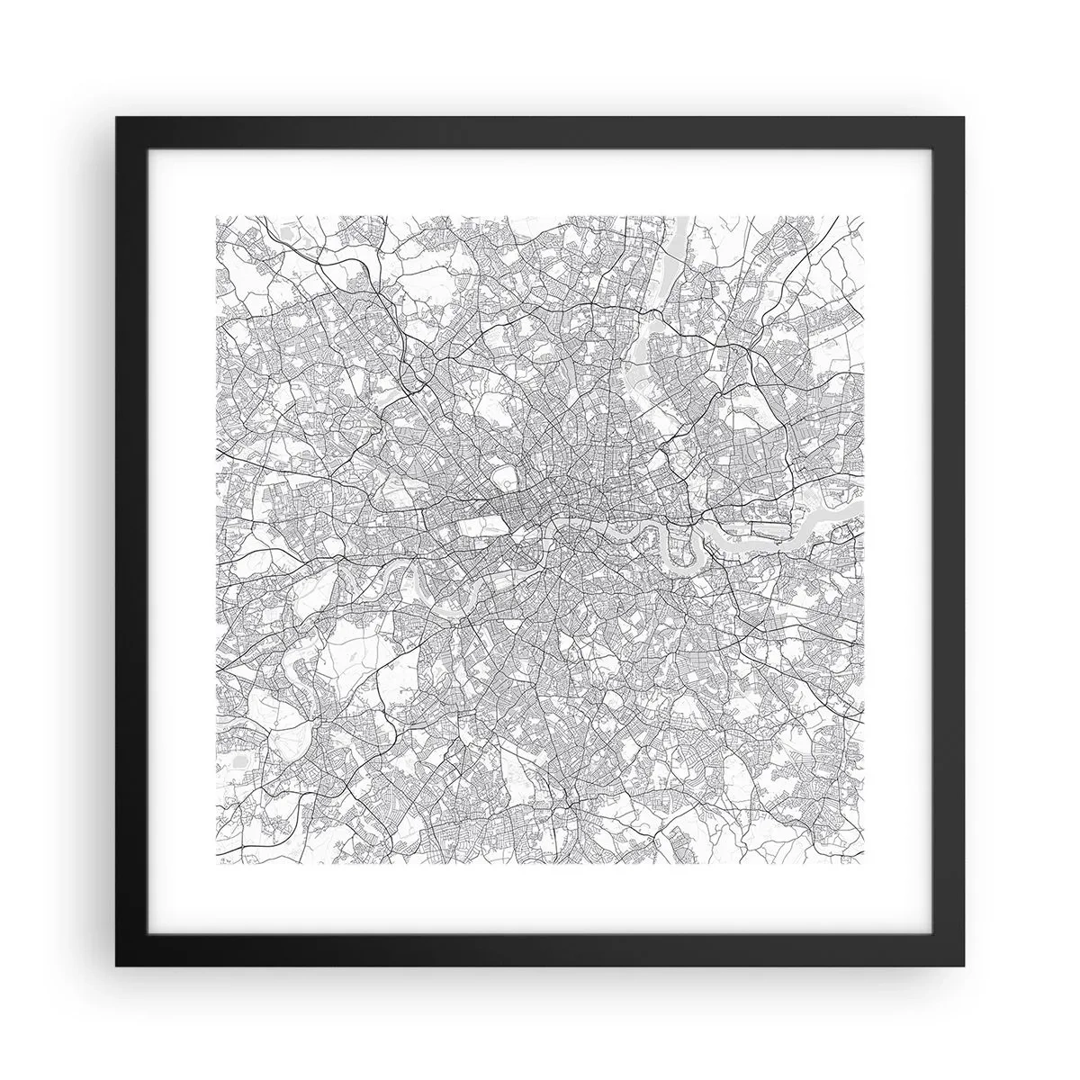 Pôster com moldura preta - Mapa do labirinto de Londres - 40x40 cm