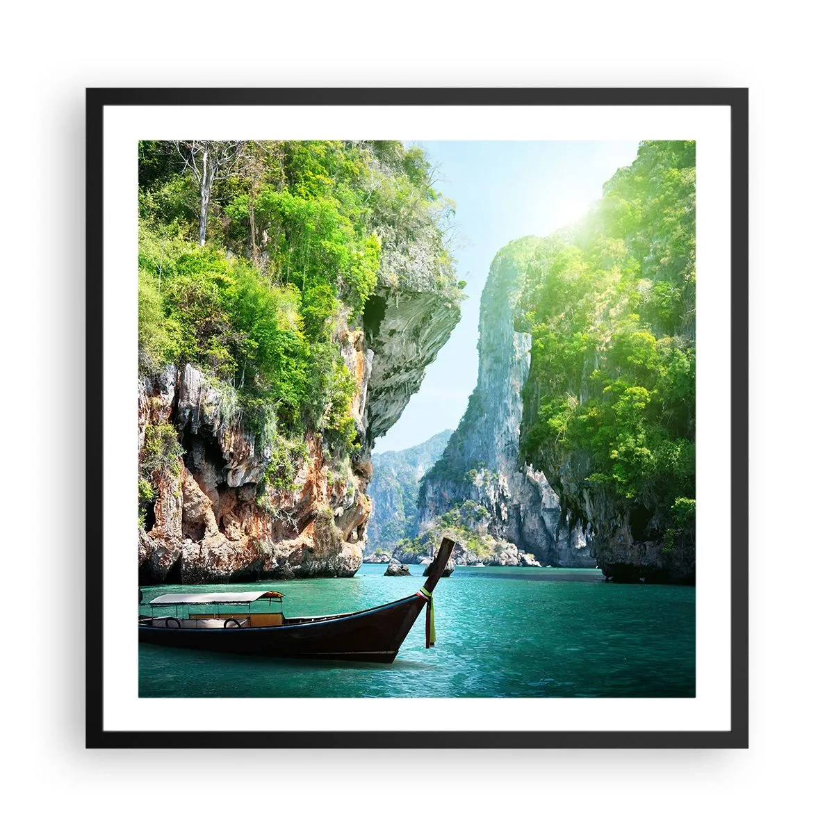 Pôster com moldura preta - Um convite para uma viagem exótica - 60x60 cm