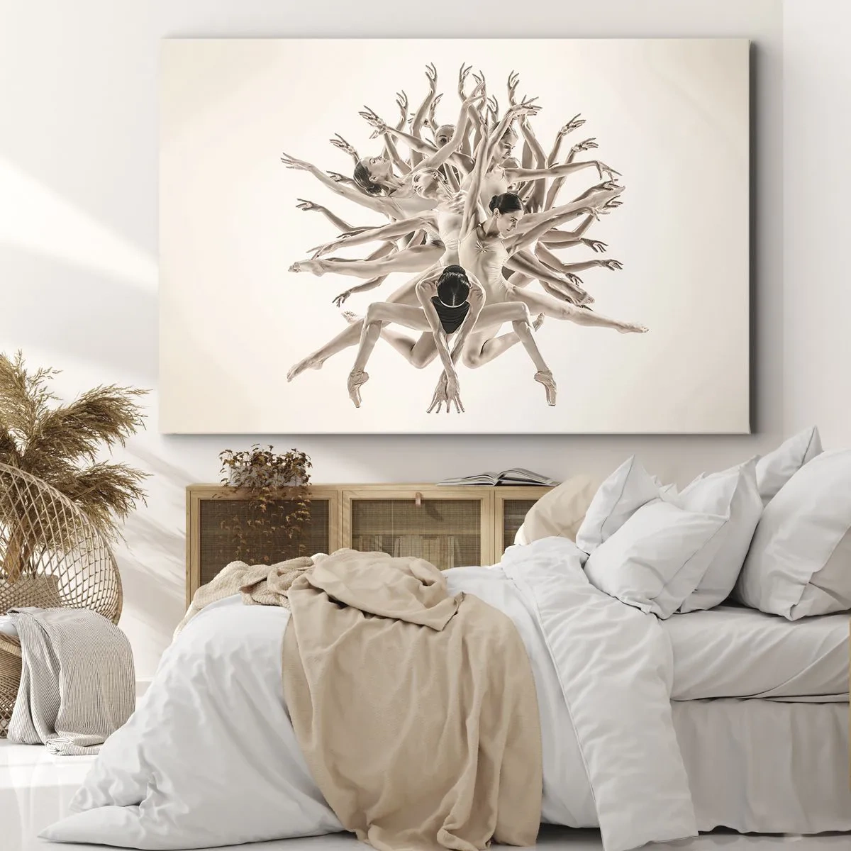 Quadro em tela - Composição abstrata de dançarinos em movimento - 70x50cm - Florescendo na dança - Decoração de parede moderna para a sala de estar e quarto ARTTOR