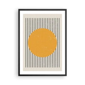 Pôster com moldura preta - Composição geométrica com círculo laranja e linhas - 50x70cm - O poder da simplicidade - Decoração de parede moderna para a sala de estar e quarto ARTTOR