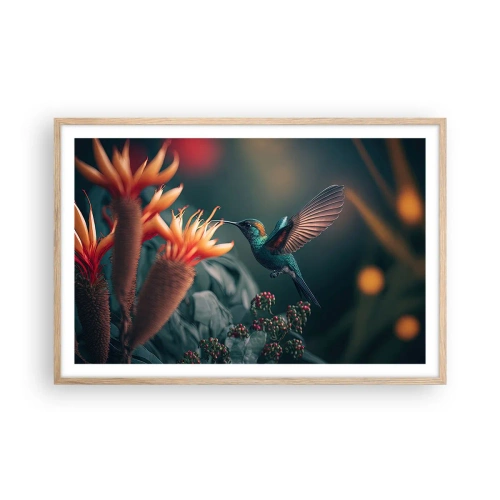 Pôster com moldura de carvalho claro - Uma vida verdadeiramente colorida - 91x61 cm