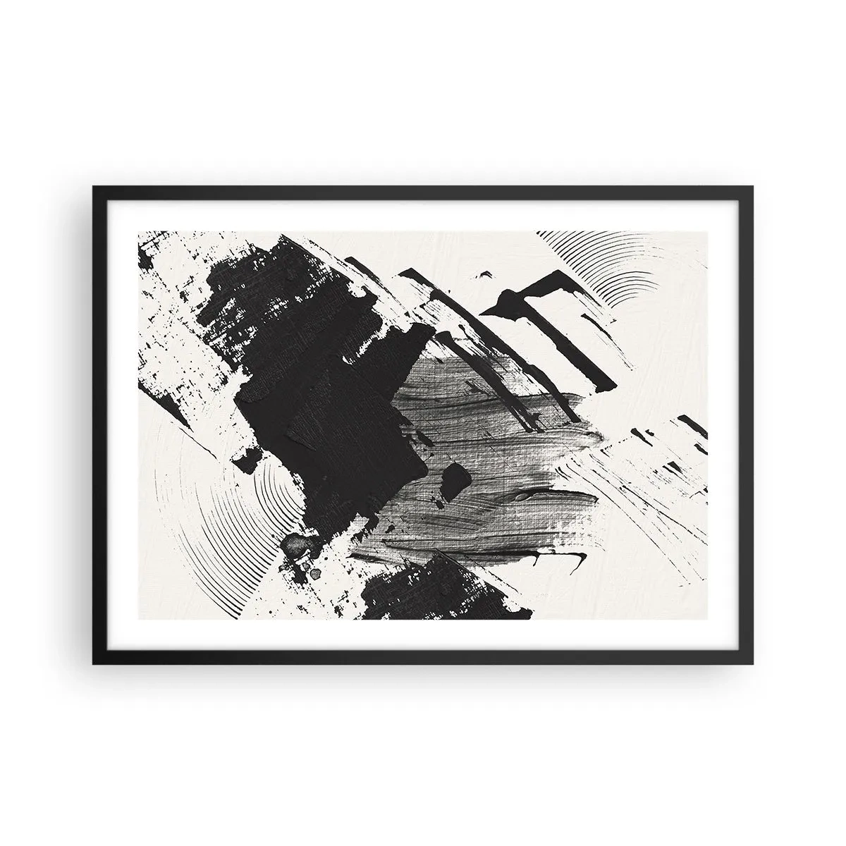 Pôster com moldura preta - Abstração – expressão do preto - 70x50 cm