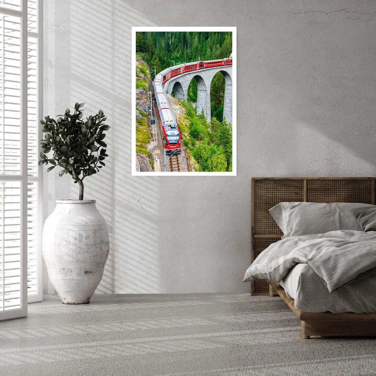 Pôster - Linha férrea com vista para a montanha - 40x50 cm