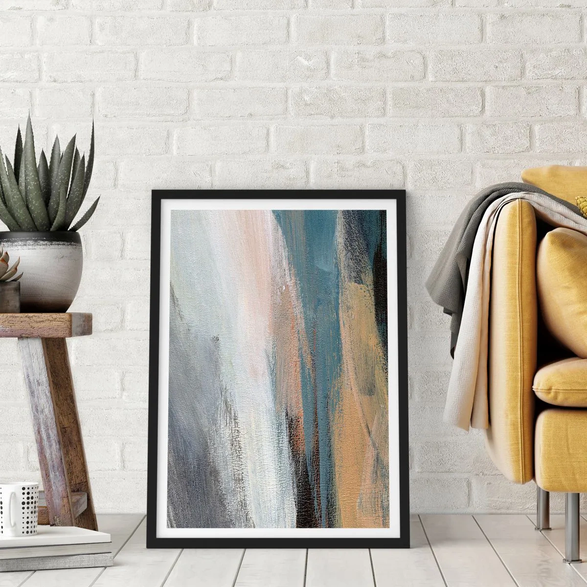 Pôster com moldura preta - Abstração: paisagem do norte - 30x40 cm
