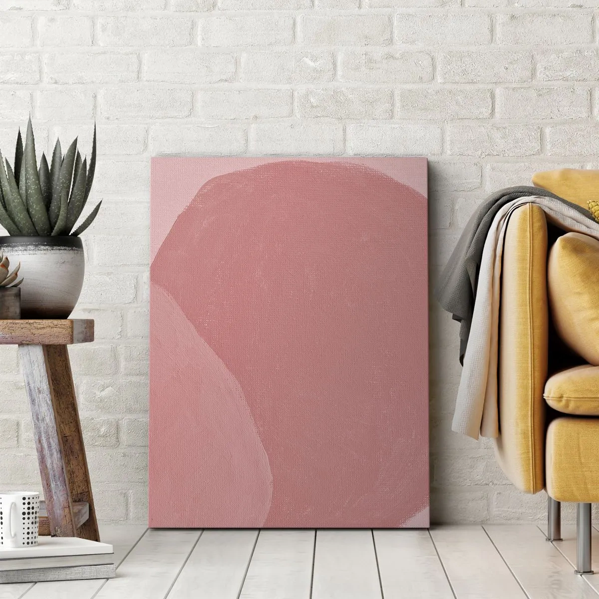 Quadro em tela - Composição orgânica em rosa - 70x100 cm