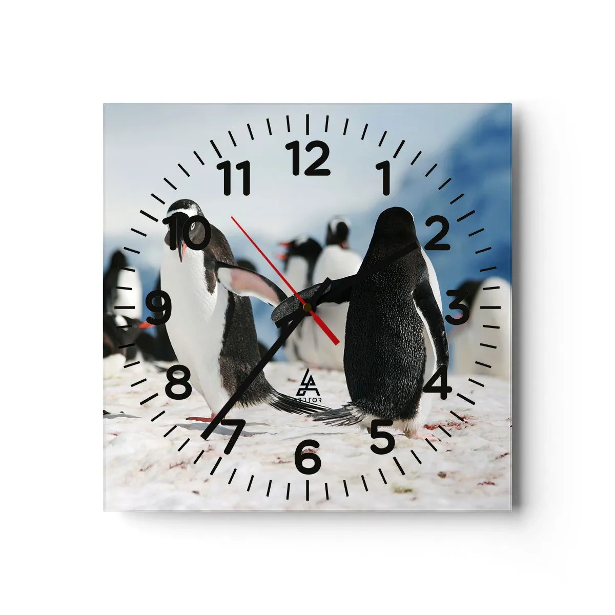 Relógio de parede - Relógio em vidro - Dança na neve - 30x30 cm