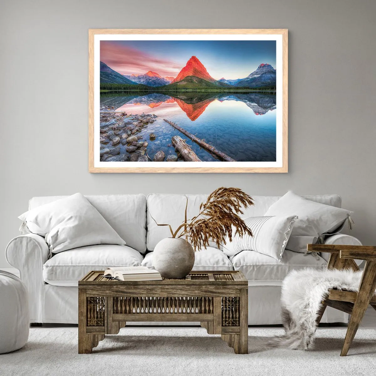 Pôster com moldura de carvalho claro - Calor e frio - 100x70 cm