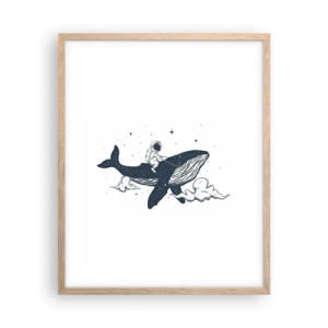 Pôster com moldura de carvalho claro - Aventura espacial - 40x50 cm