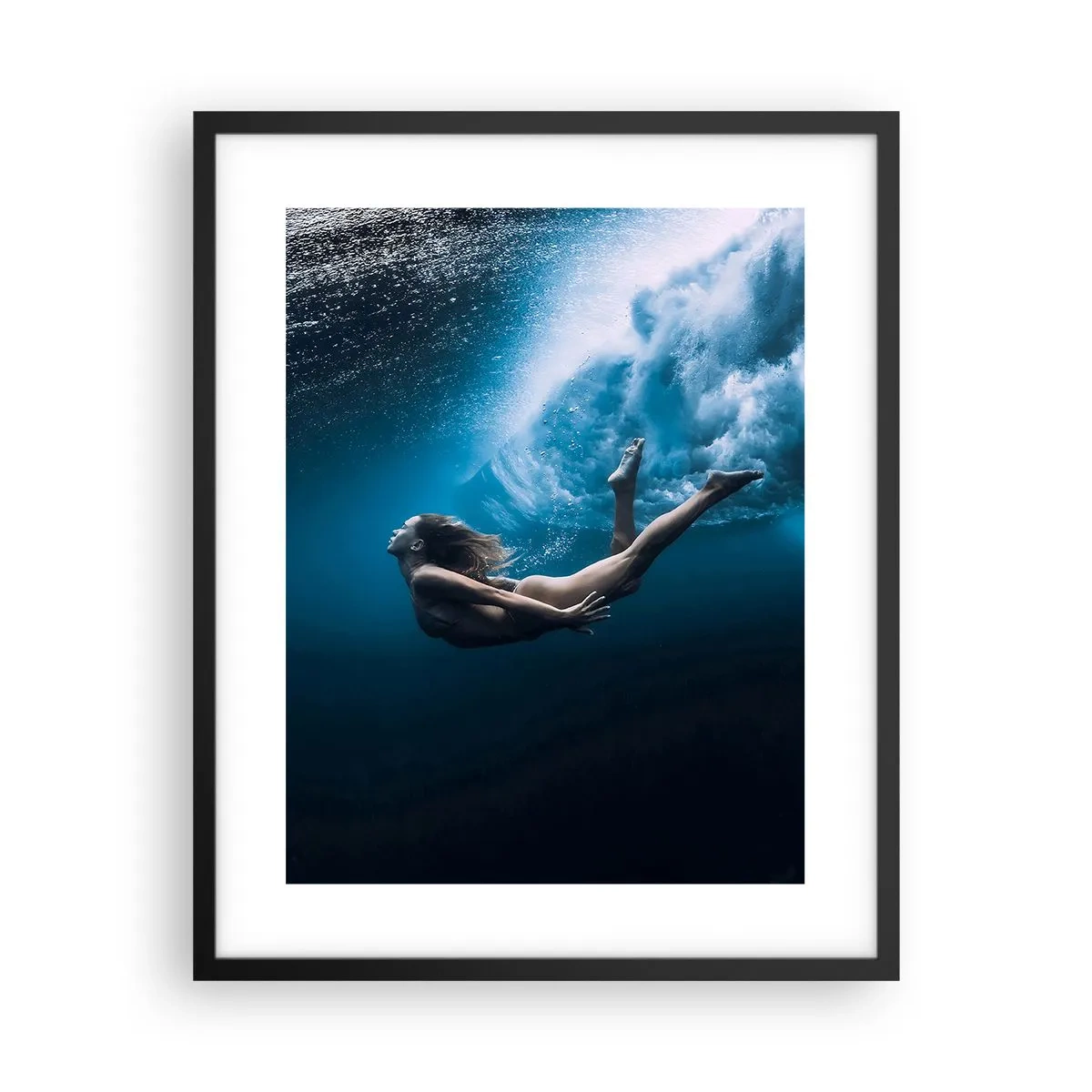 Pôster com moldura preta - Sereia moderna - 40x50 cm