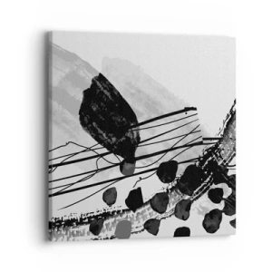 Quadro em tela - Abstração orgánica em preto e branco - 40x40 cm
