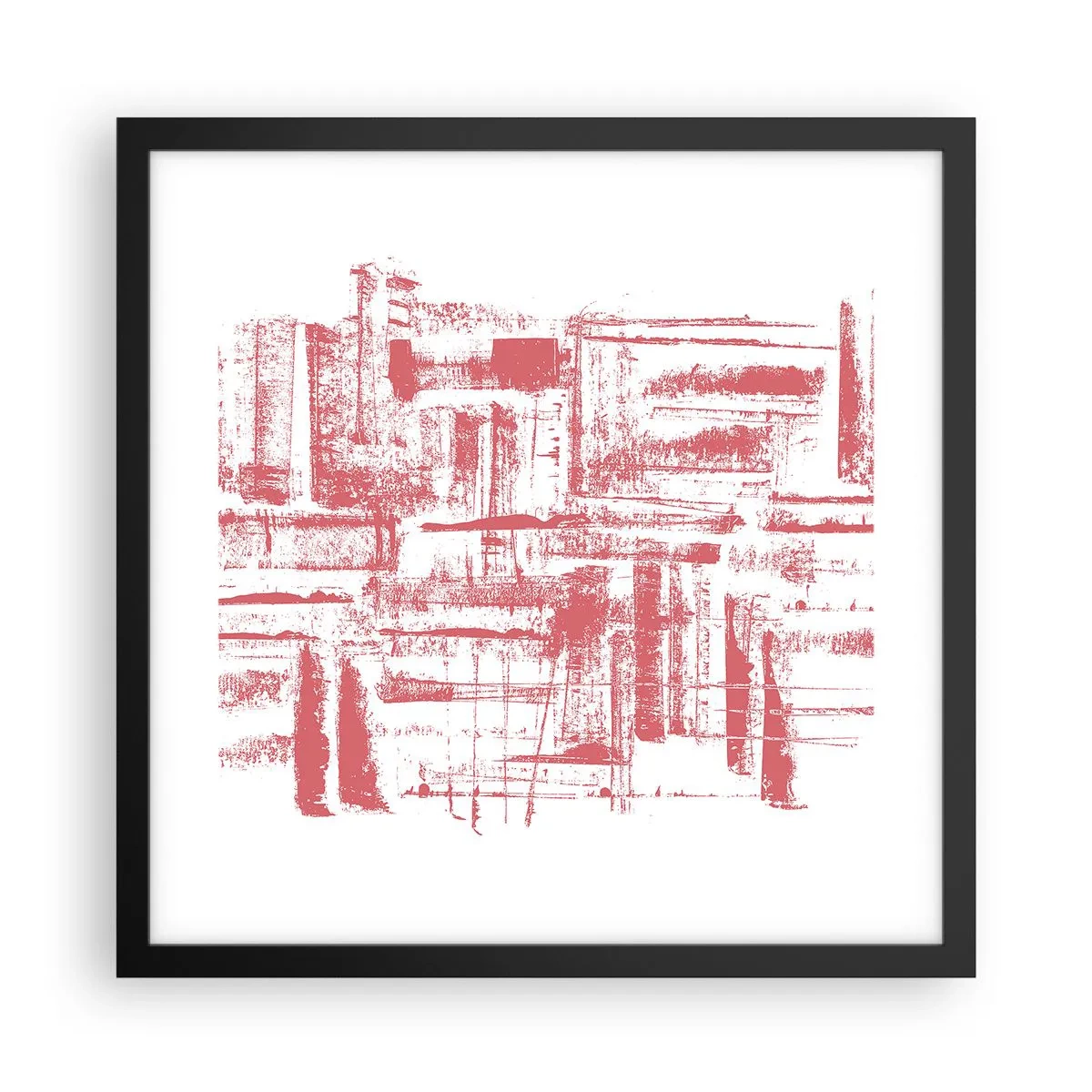 Pôster com moldura preta - Cidade Vermelha - 40x40 cm