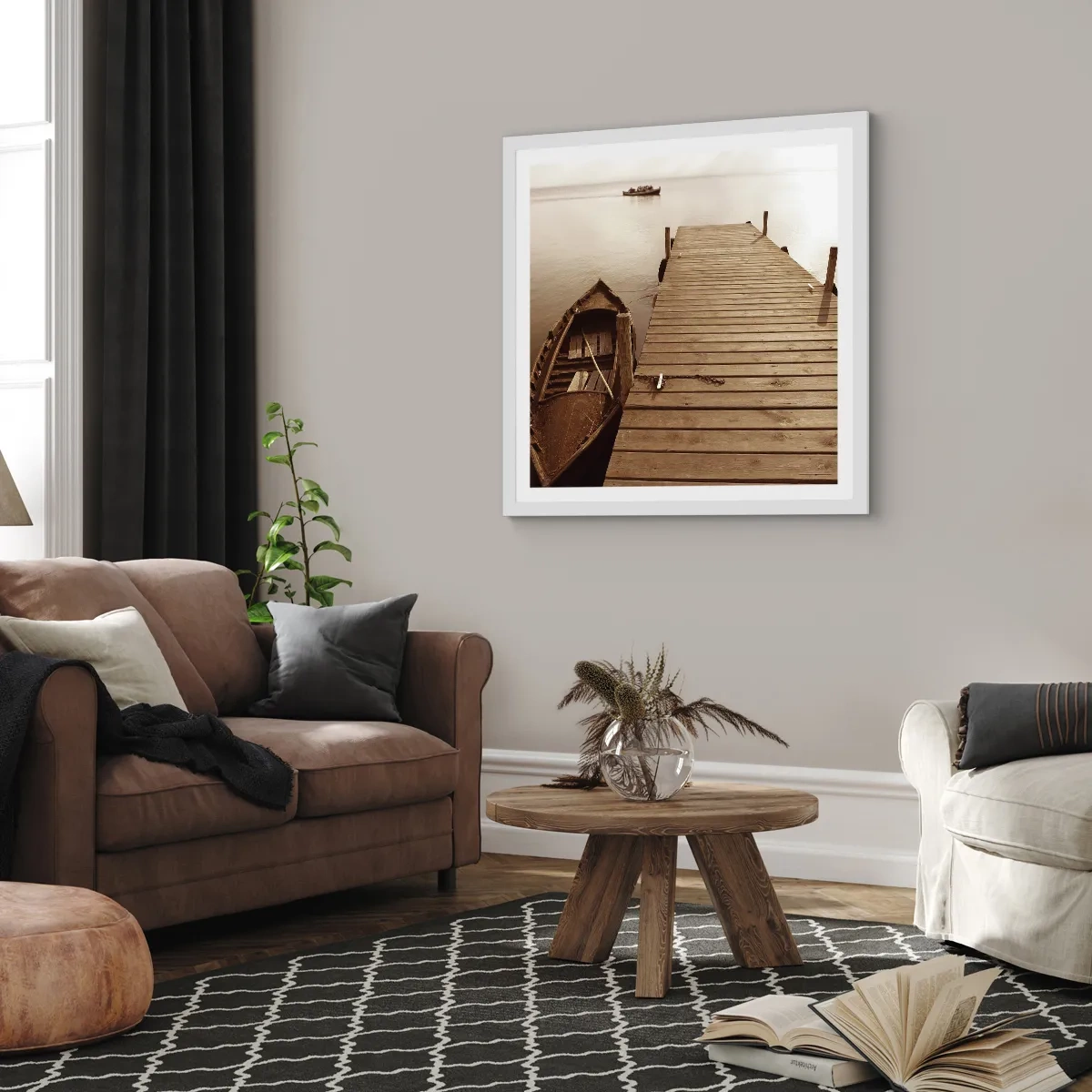 Pôster em moldura branca - Paz de espírito - 60x60 cm