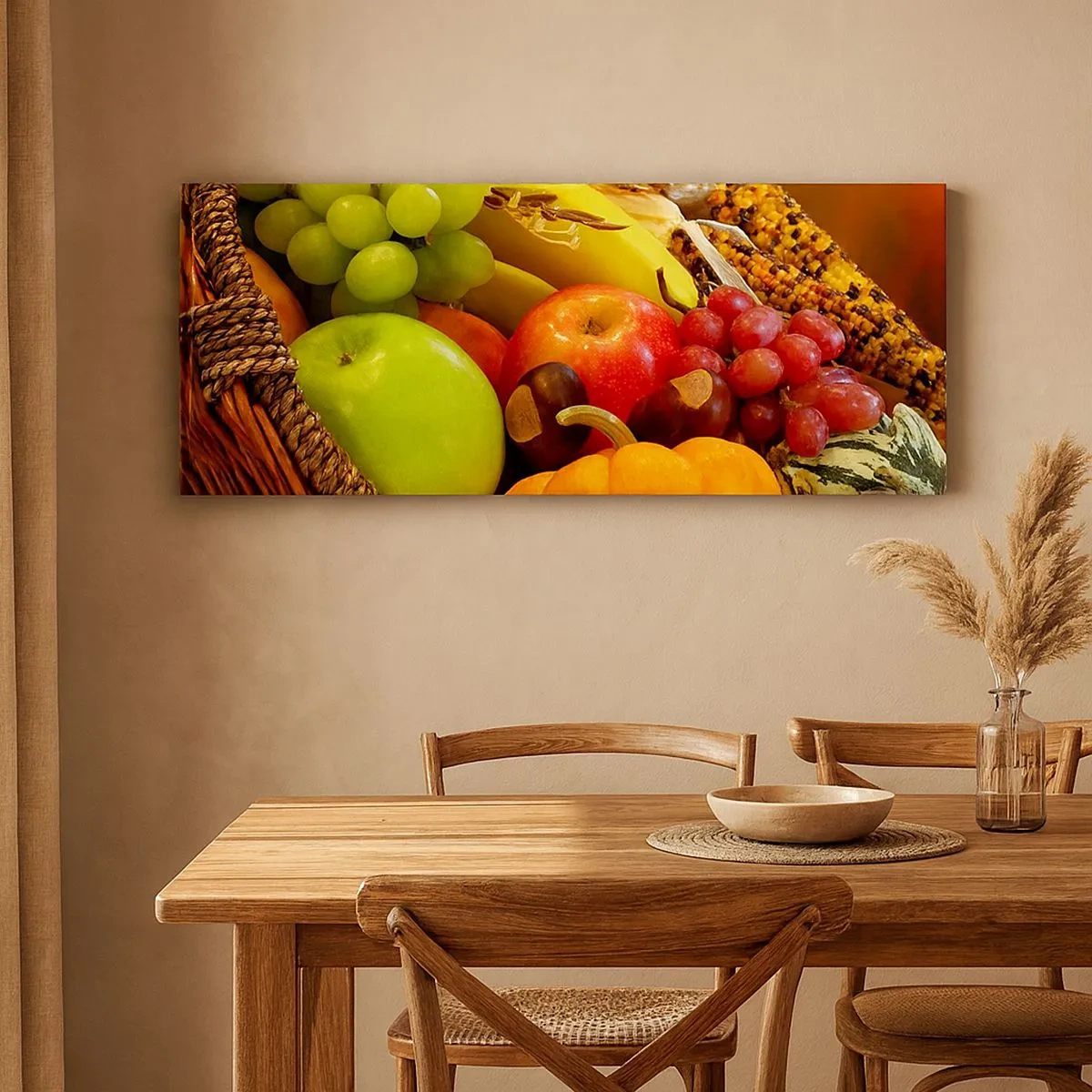 Quadro em tela - O cesto da colheita - 100x40 cm