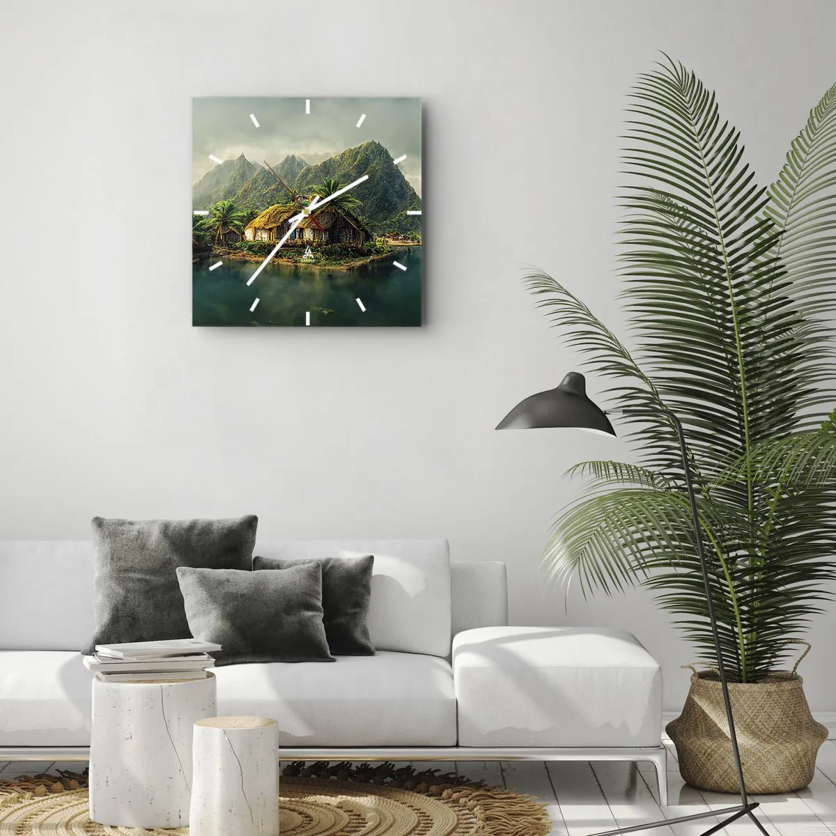 Relógio de parede - Relógio em vidro - Paraíso Tropical - 30x30 cm