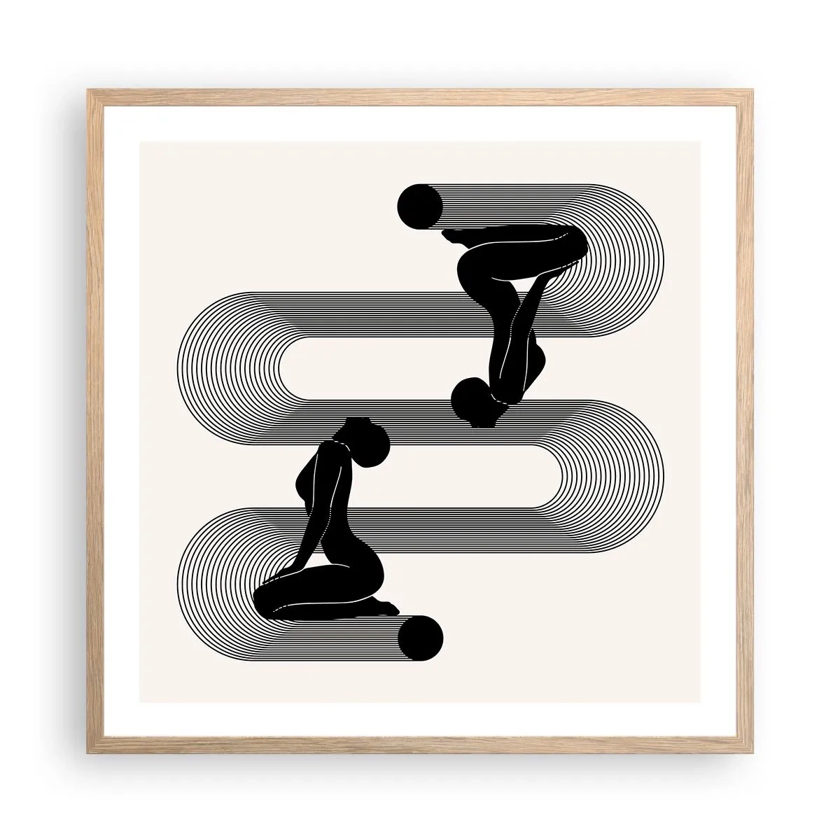 Pôster com moldura de carvalho claro - Simetria sensual - 60x60 cm
