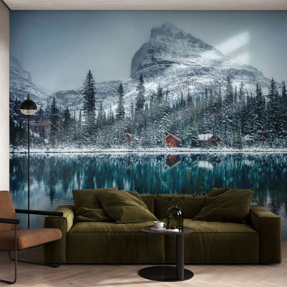 Papel de Parede Premium Sand - Retiro canadense - Paisagem, Canadá, Inverno - 100x70 cm