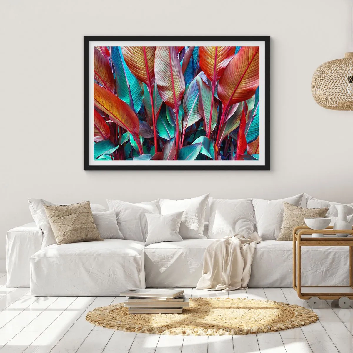 Pôster com moldura preta - Um matagal colorido - 40x30 cm