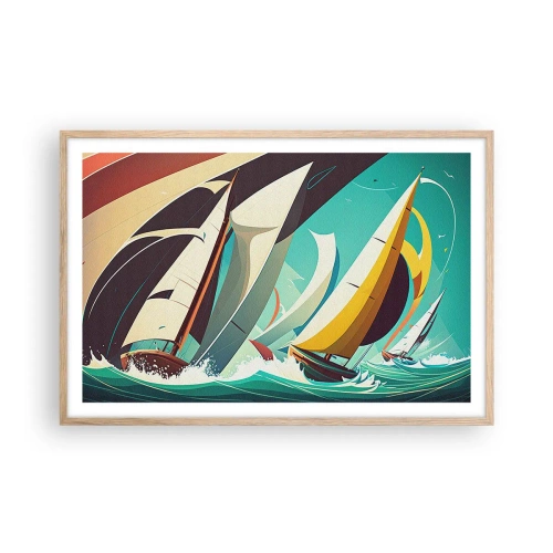 Pôster com moldura de carvalho claro - Boa sorte com os elementos - 91x61 cm