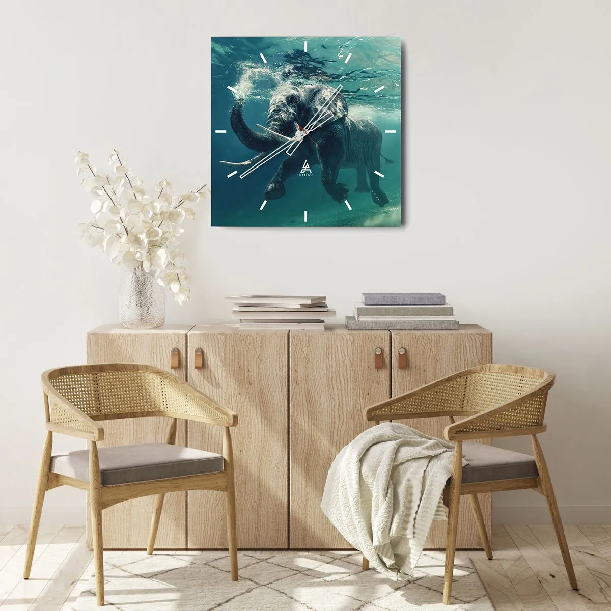 Relógio de parede - Relógio em vidro - Todo mundo gosta de nadar - 30x30 cm