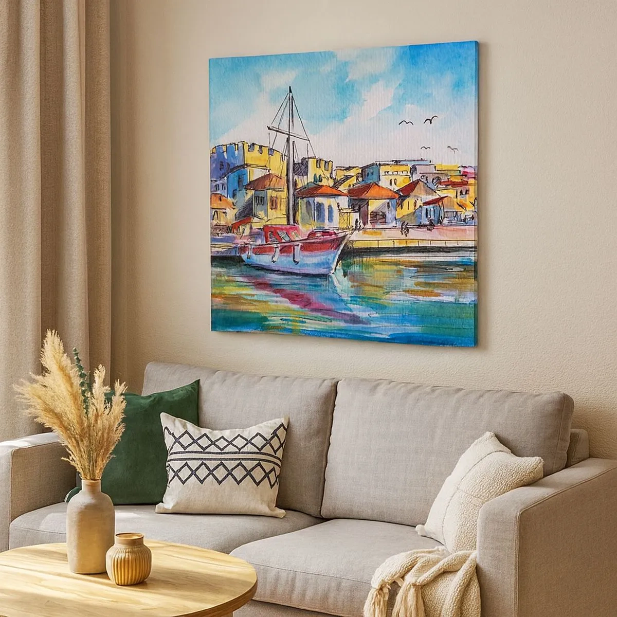 Quadro em tela - Tarde de arco-íris - 30x30 cm