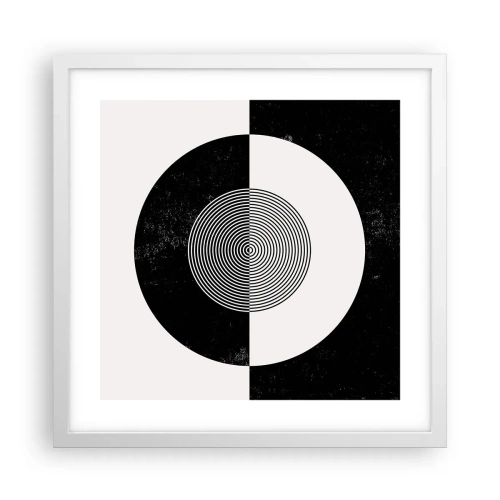 Pôster em moldura branca - Harmonia a preto e branco - 40x40 cm