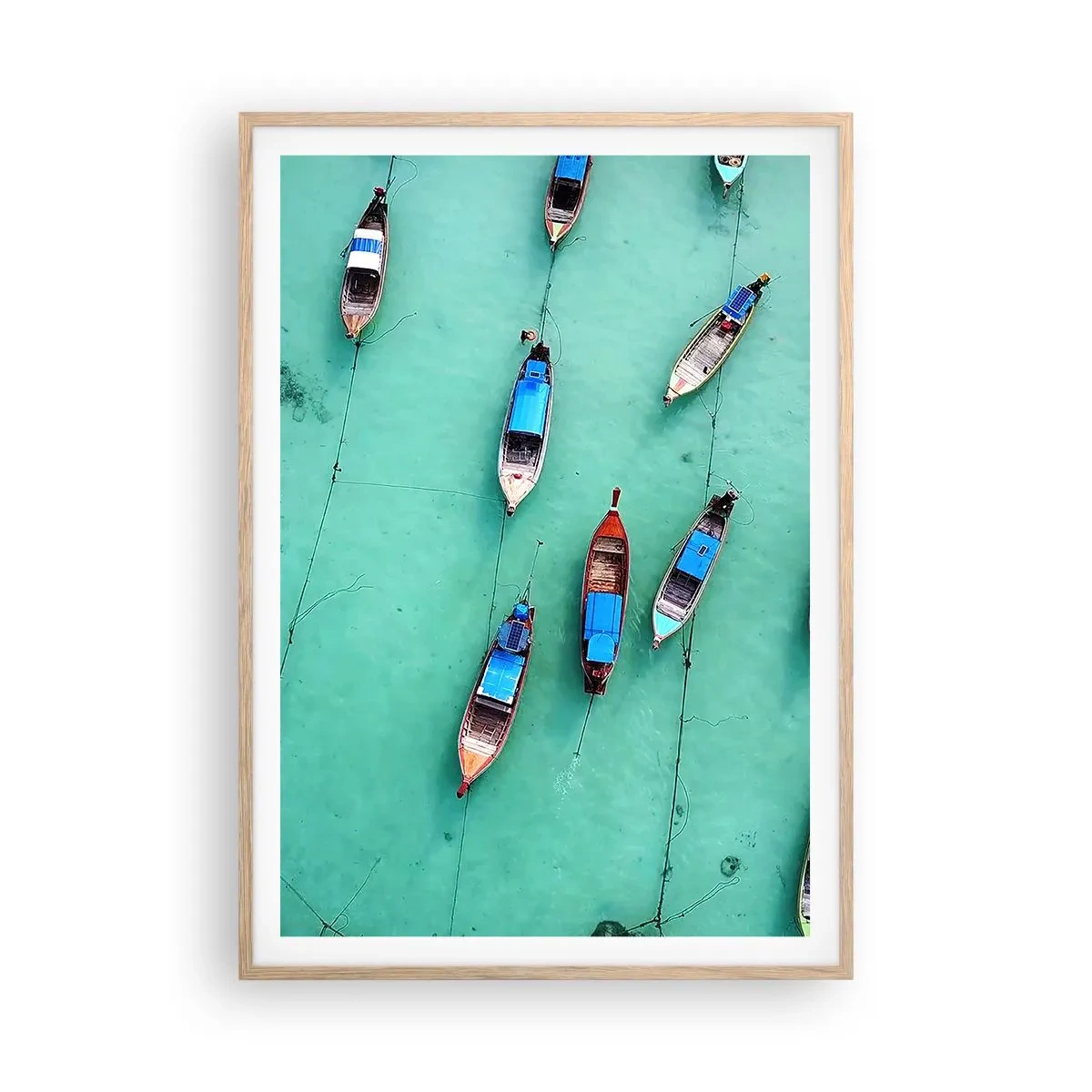 Pôster com moldura de carvalho claro - Na alegre expectativa - 70x100 cm