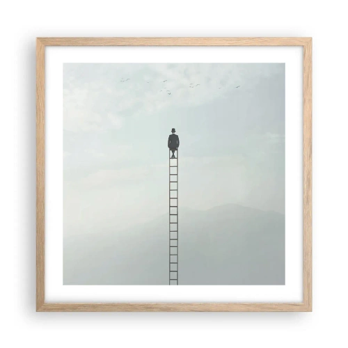 Pôster com moldura de carvalho claro - Vá além - 50x50 cm