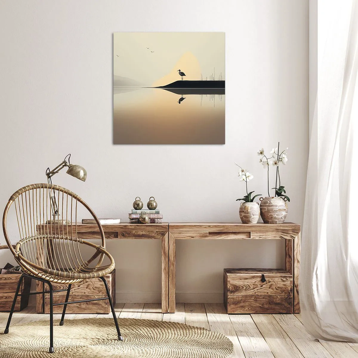 Quadro em tela - Senhor no lago - 30x30 cm