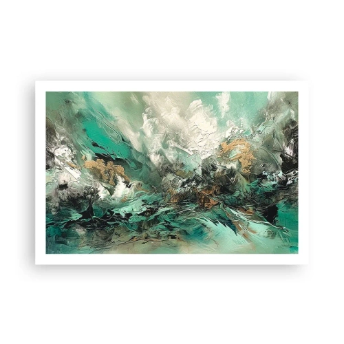 Pôster - Surf esmeralda e preto - 91x61 cm