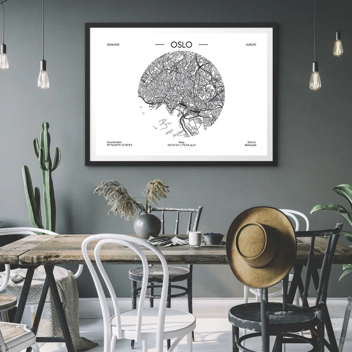 Pôster com moldura preta - Anatomia de Oslo - 70x50 cm