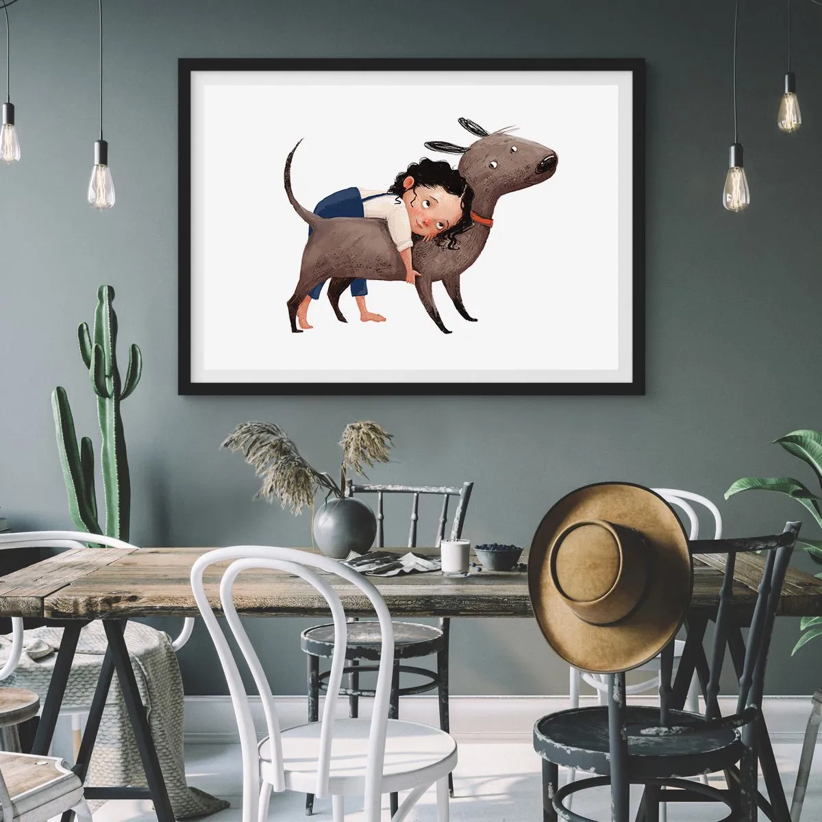 Pôster com moldura preta - Melhores amigos - 91x61 cm