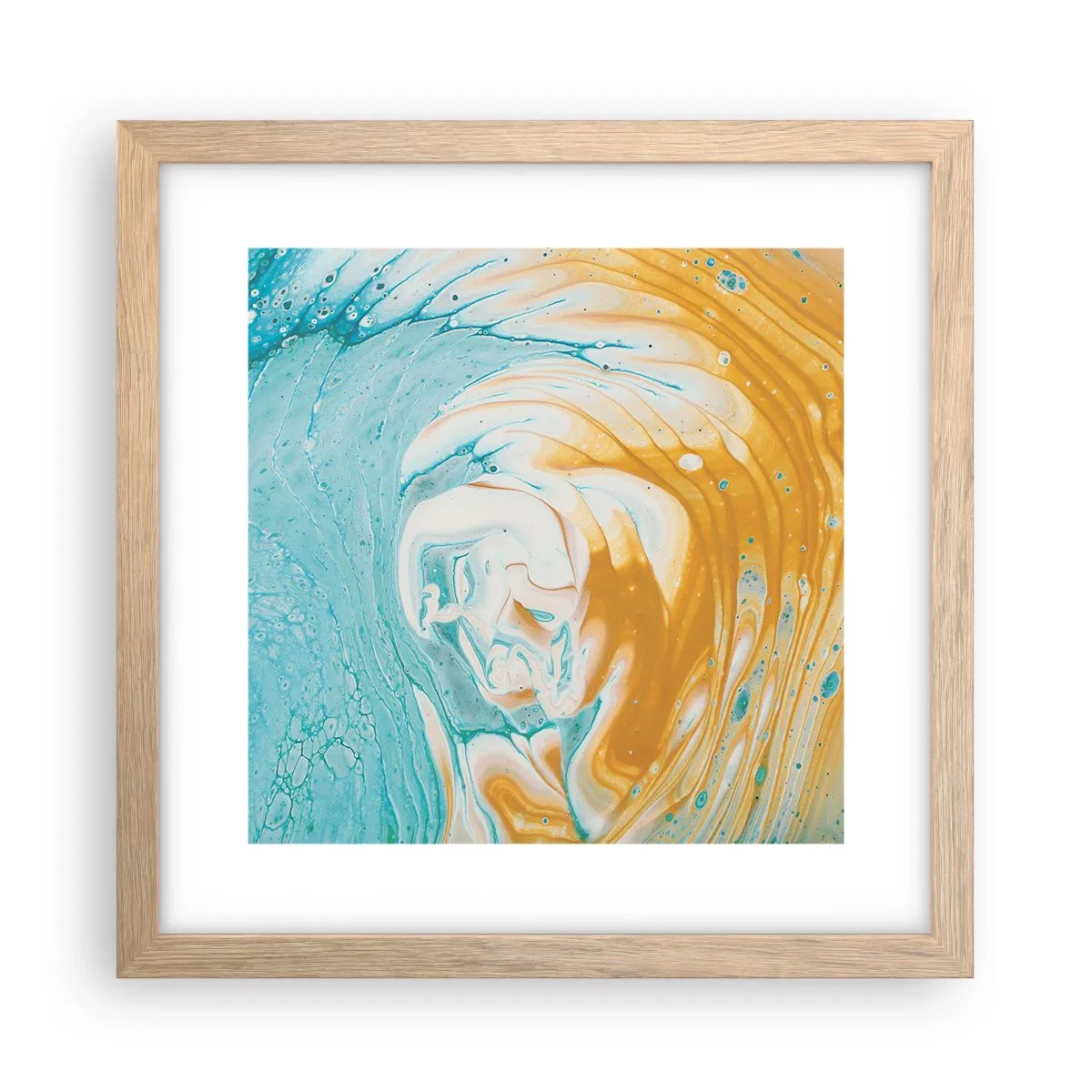 Pôster com moldura de carvalho claro - Vórtice em pastel - 30x30 cm