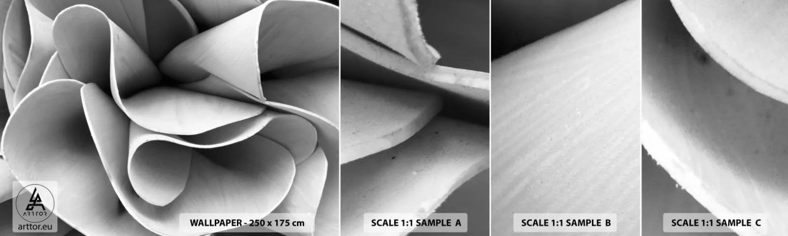Amostra de Papel de Parede Standard Eco - Acontece no espaço - Abstração, Pedaço, Preto e branco - 100x30 cm