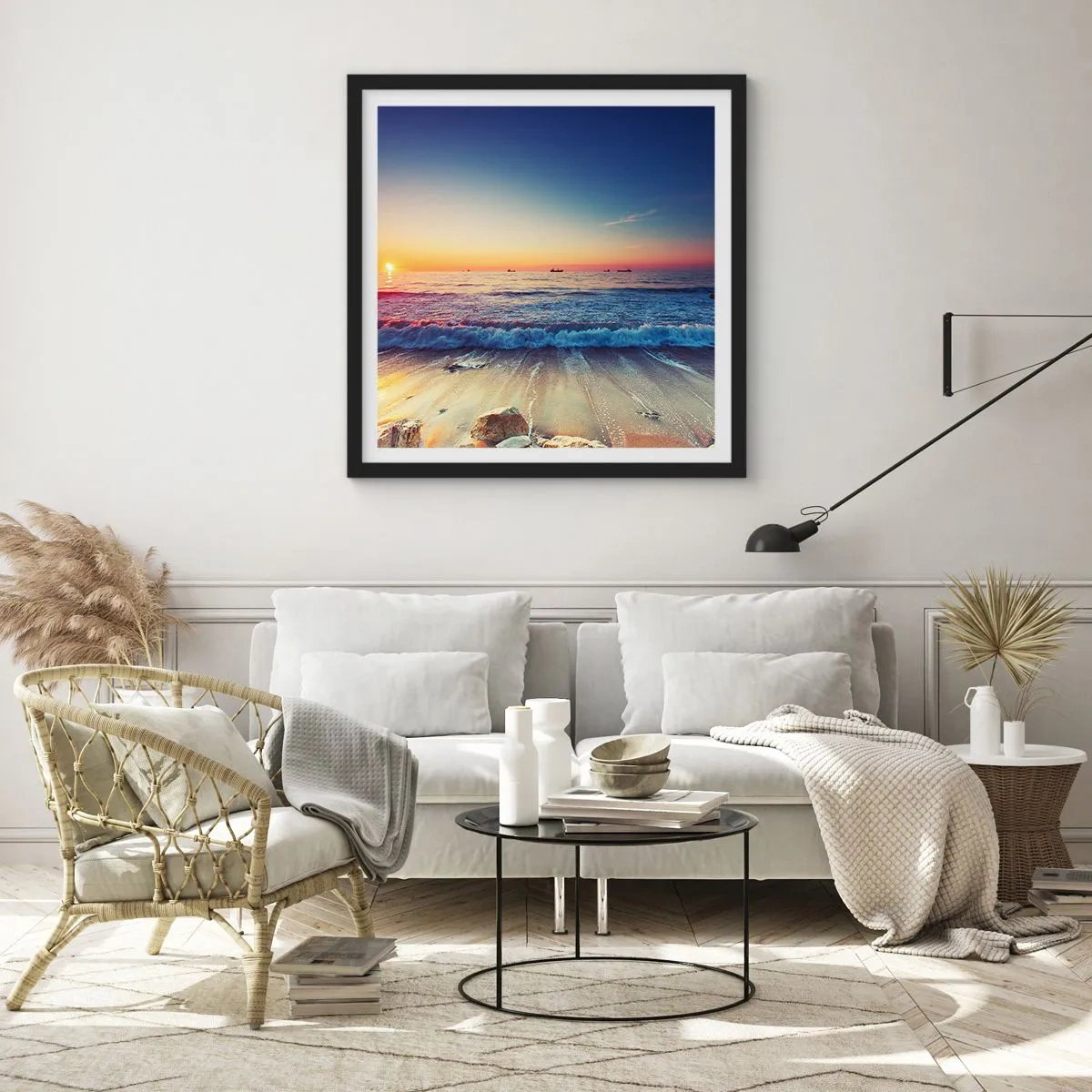 Pôster com moldura preta - E além do horizonte? - 40x40 cm
