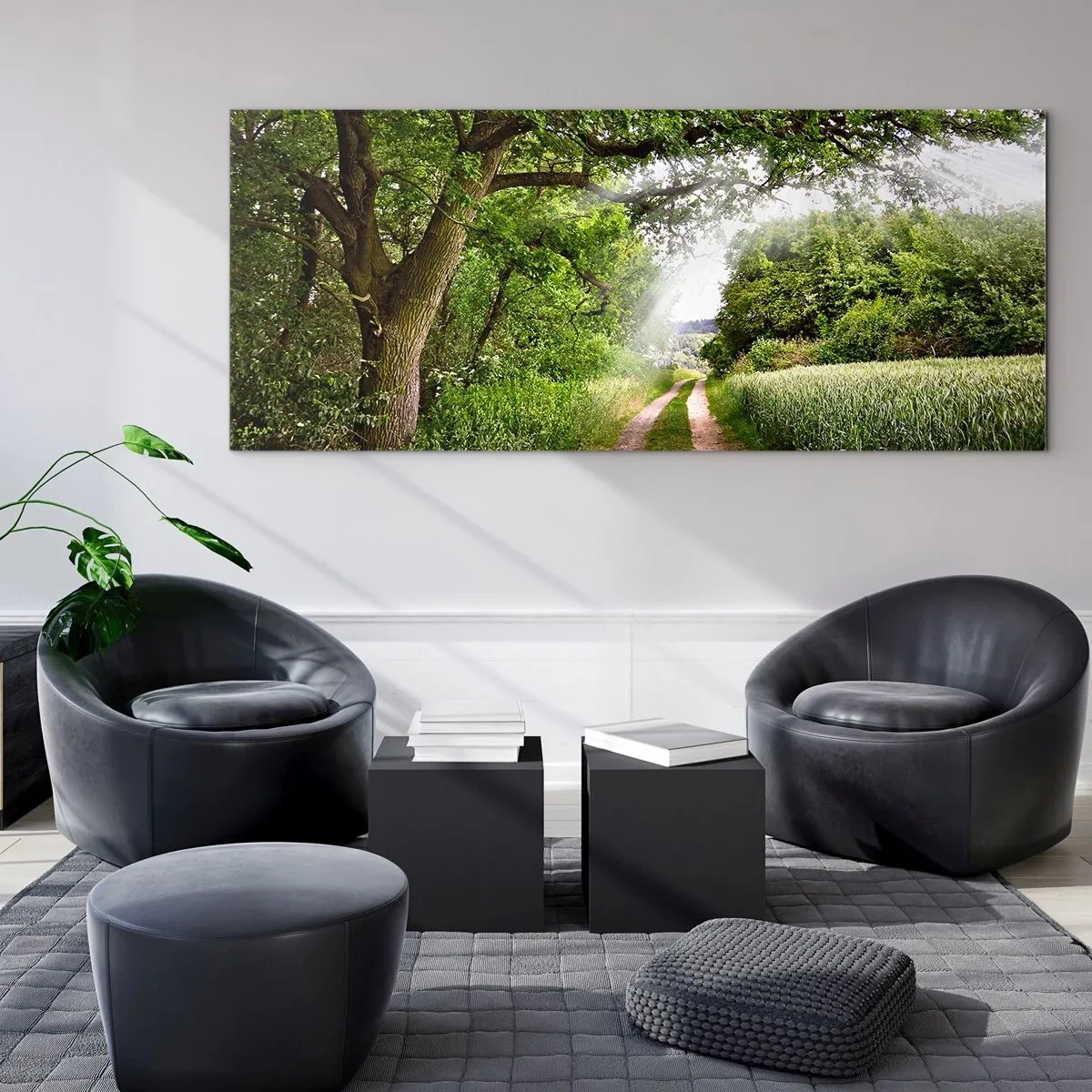 Quadro em vidro - Os pastores de Arcadia - 90x30 cm