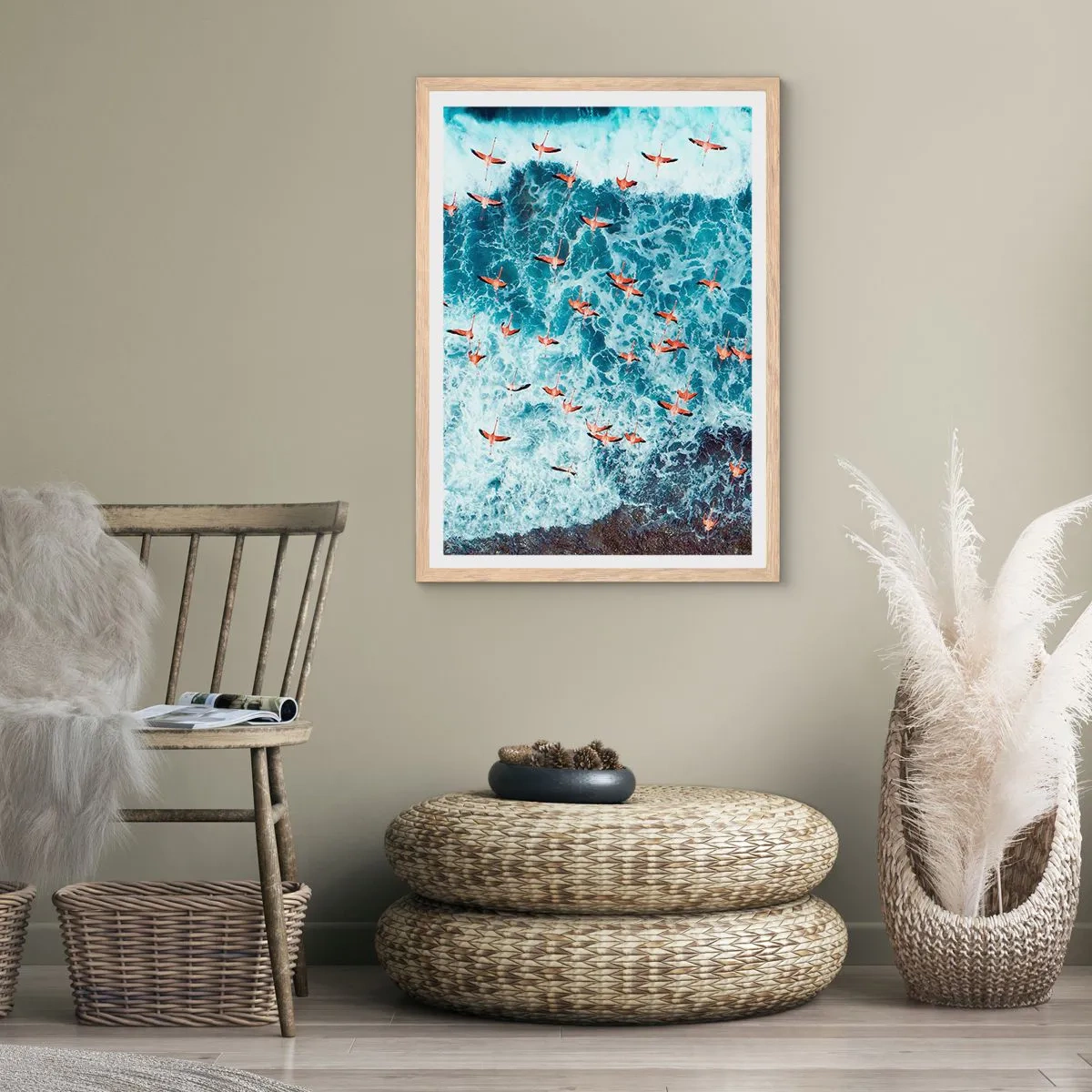 Pôster com moldura de carvalho claro - Desfile à beira-mar - 70x100 cm