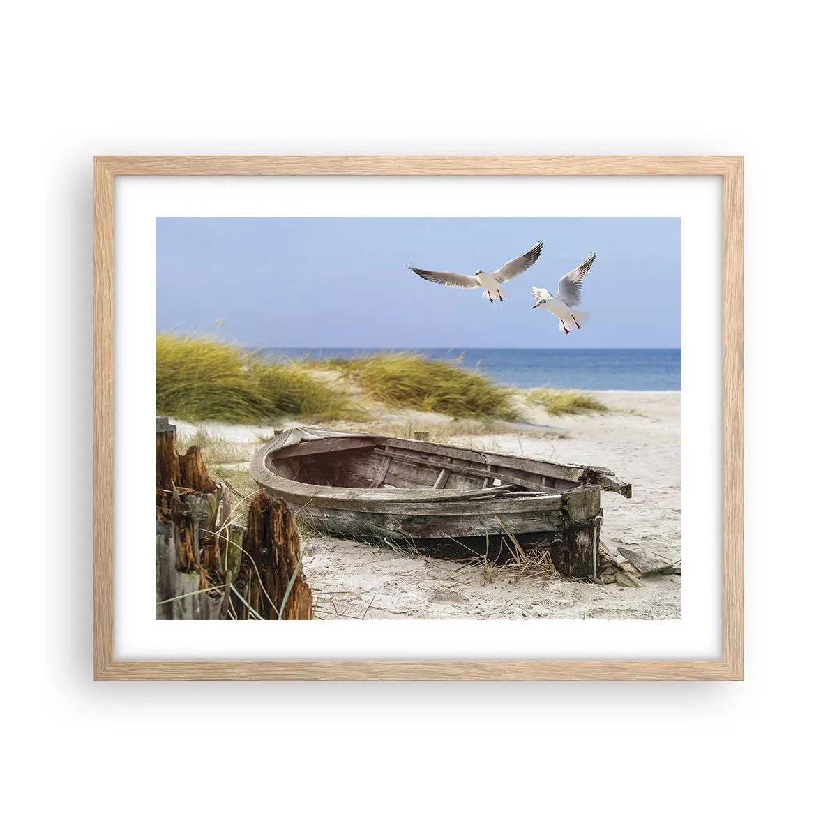 Pôster com moldura de carvalho claro - Banhado pelo vento - 50x40 cm