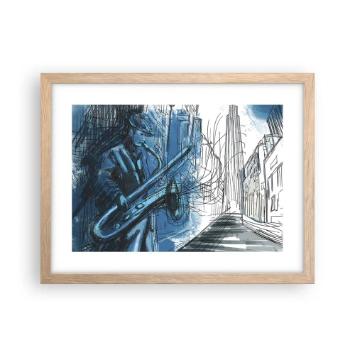 Pôster com moldura de carvalho claro - Rapsódia Urbana - 40x30 cm