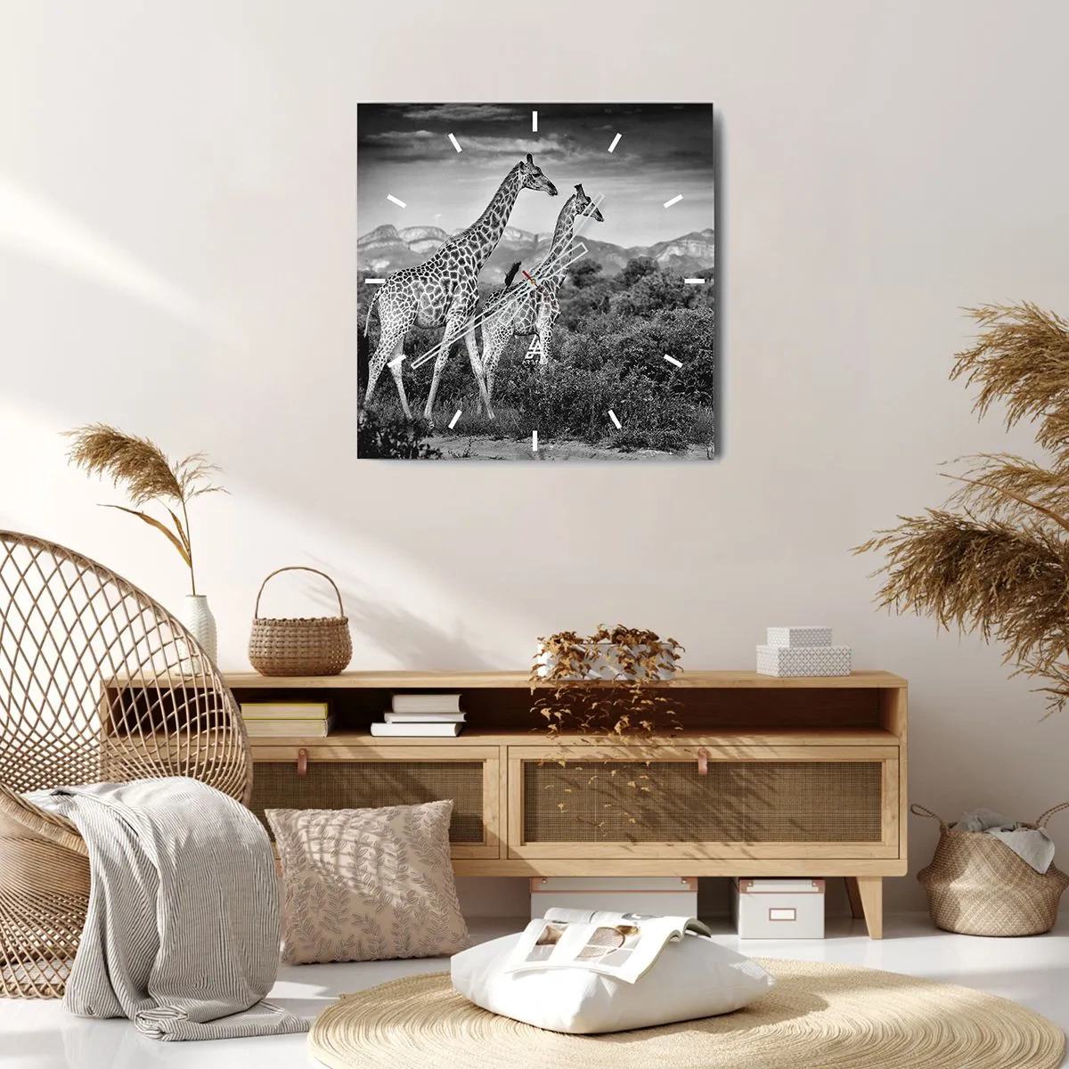 Relógio de parede - Relógio em vidro - Alta Sociedade na África - 40x40 cm