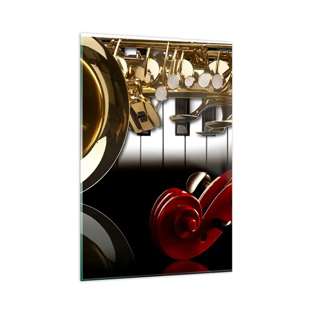 Quadro em vidro - Metal, madeira e marfim - 80x120 cm