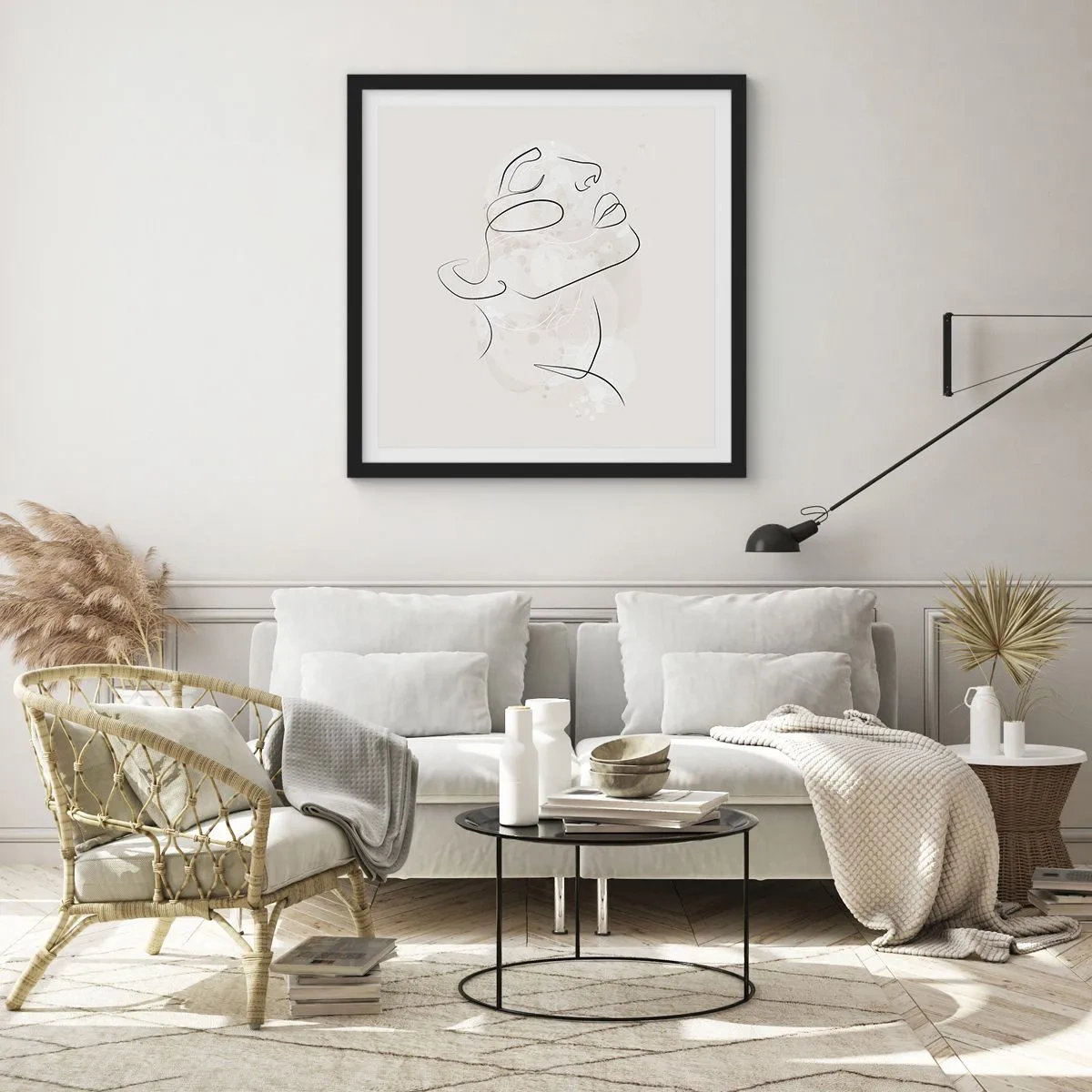 Pôster com moldura preta - Esboço de um sonho - 40x40 cm