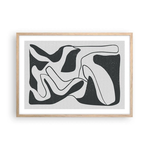 Pôster com moldura de carvalho claro - Labirinto abstrato divertido - 70x50 cm