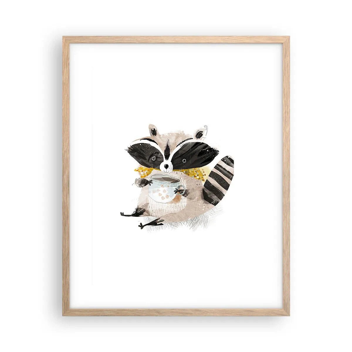 Pôster com moldura de carvalho claro - O meu amigo guaxinim - 40x50 cm