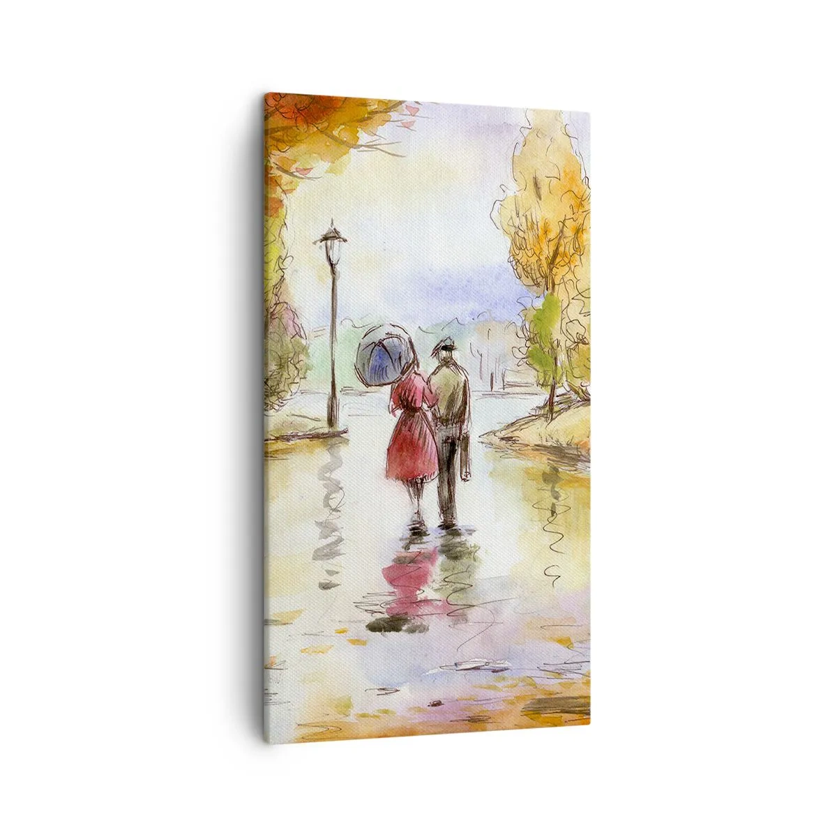 Quadro em tela - Outono romântico no parque - 45x80 cm