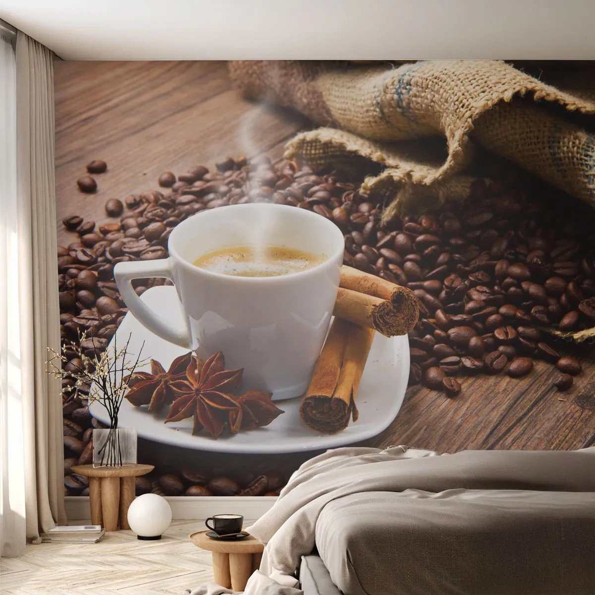 Papel de Parede Autocolante Deluxe Sticker - Sabor e aroma picantes - Gastronomia, Café, Canela - 250x175 cm