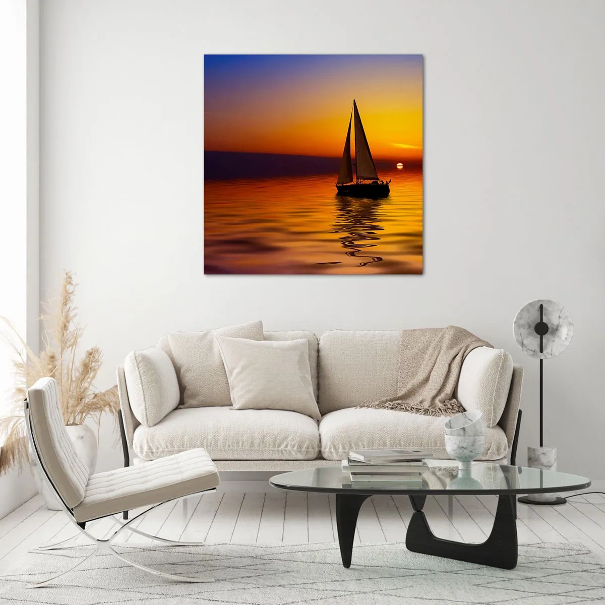 Quadro em vidro - Tranquilo anoitecer... - 30x30 cm
