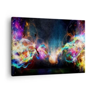 Quadro em tela - Flashes coloridos de luz em uma composição abstrata - 70x50cm - Com alegria contra a escuridão - Decoração de parede moderna para a sala de estar e quarto ARTTOR