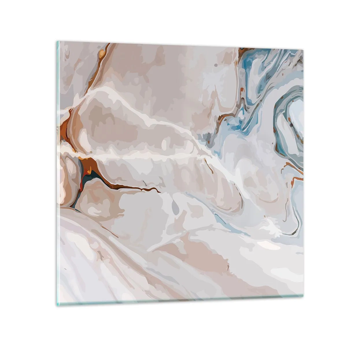 Quadro em vidro - Meandros azuis sob branco - 30x30 cm